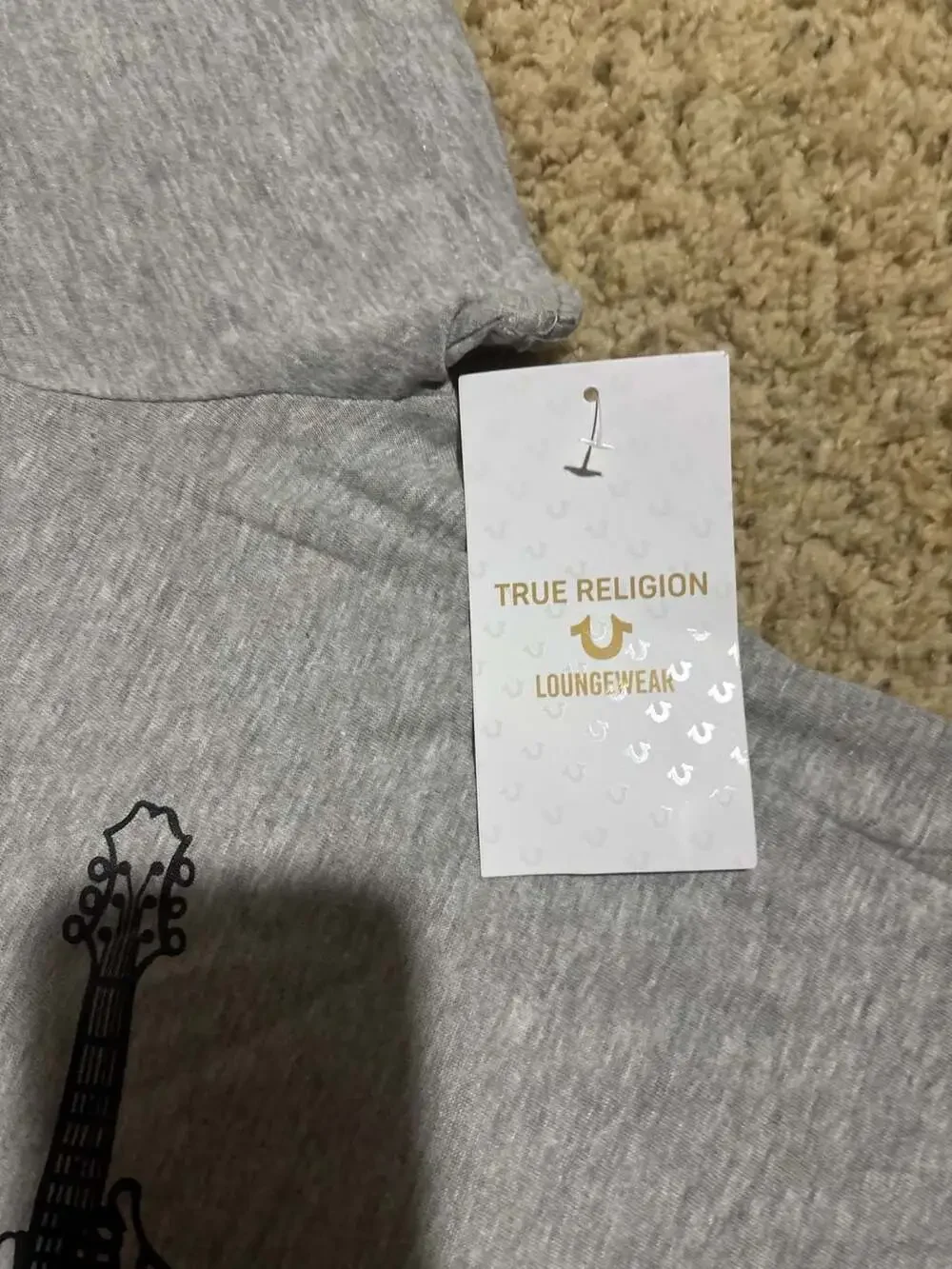 True Religion Mens Gray Lounge Wear Crew Neck Short Sleeve T Shirt Size Large